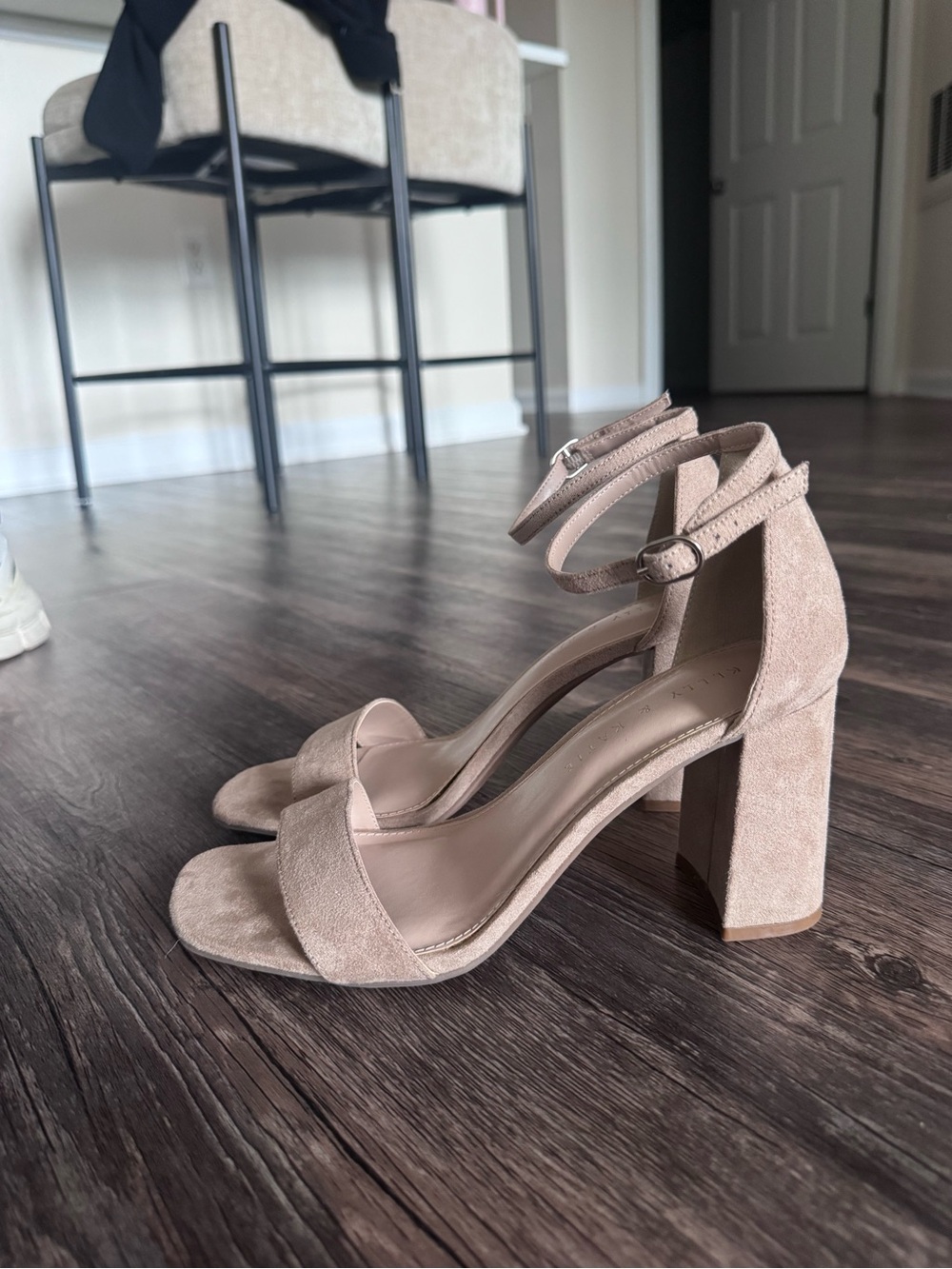DSW Blush Nude Suede Block Heel Ankle-Strap Sandals